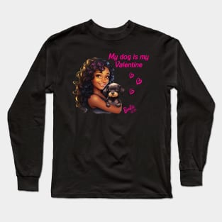 My dog is my Valentine - Black Barbie Long Sleeve T-Shirt